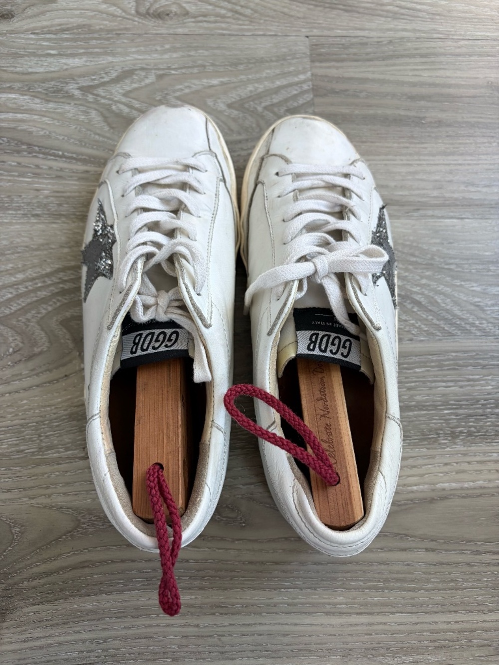 Golden Goose, size 38, white with silver stars